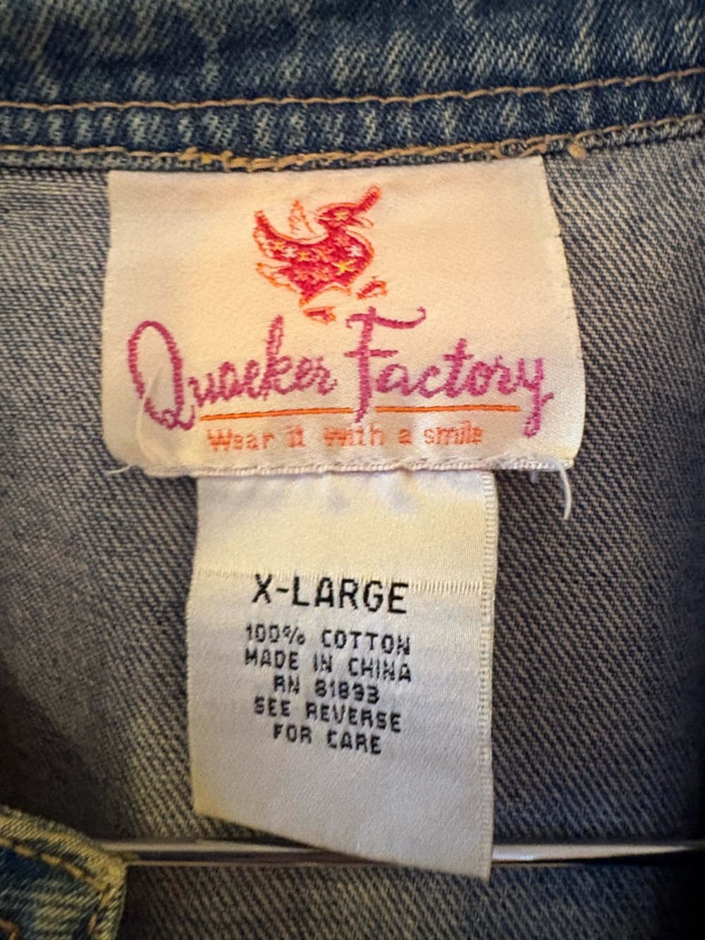 Quacker Factory jean Jacket with rhinestone jewel Embellishments, Sz XL. - Picture 5 of 11